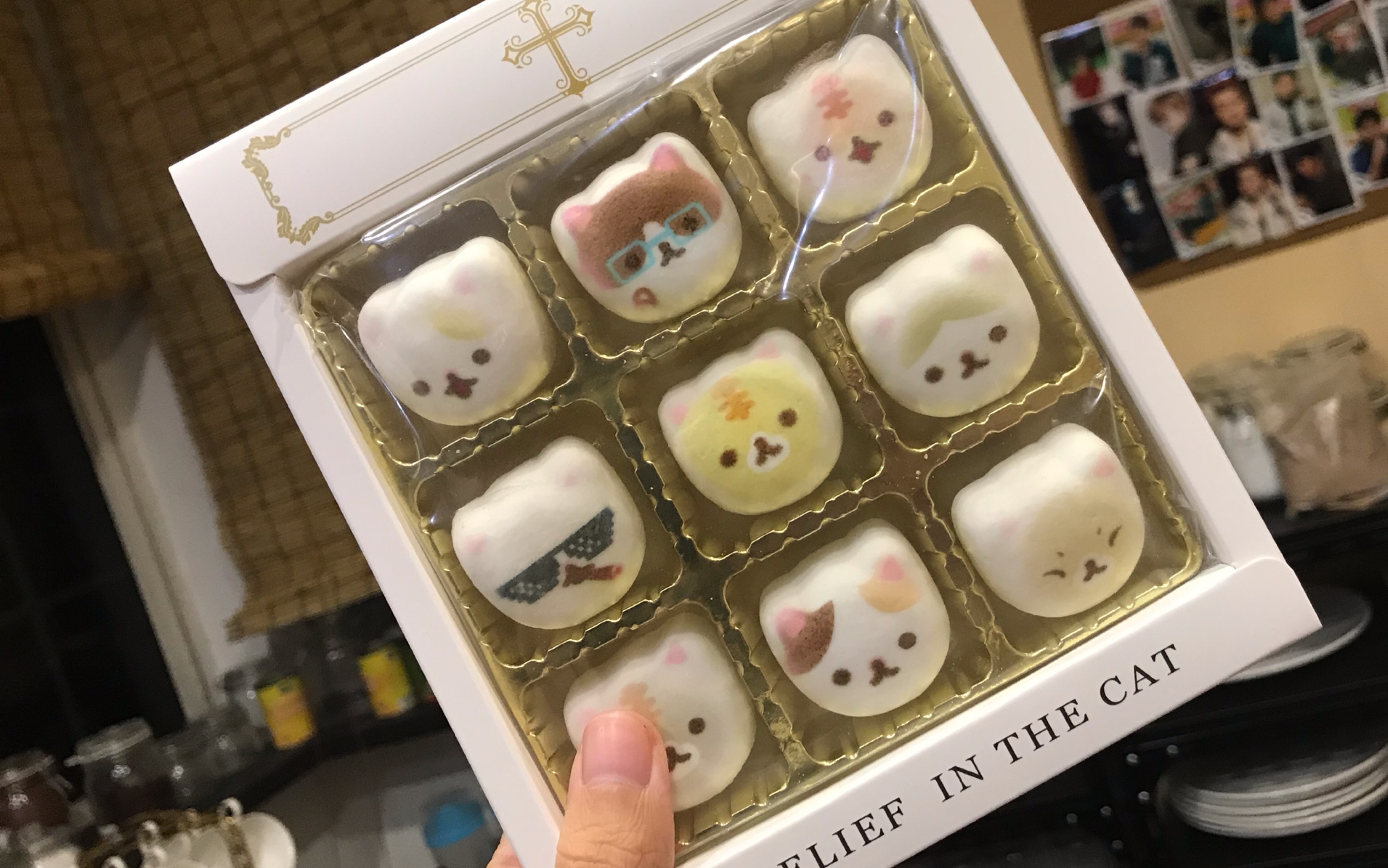 和风猫咪棉花糖卡通小猫头网红零食测评