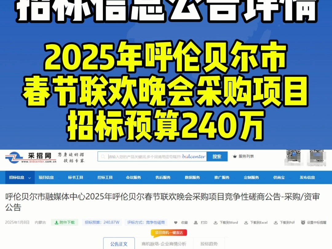 2025年呼伦贝尔市春节联欢晚会采购项目.招标预算240万哔哩哔哩bilibili