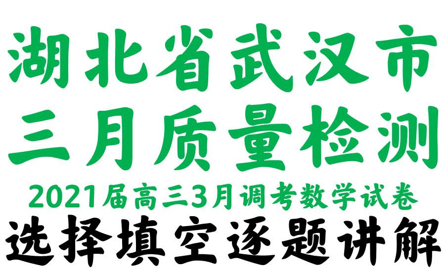 湖北省武汉市2021届高三三月质量检测数学试卷哔哩哔哩bilibili