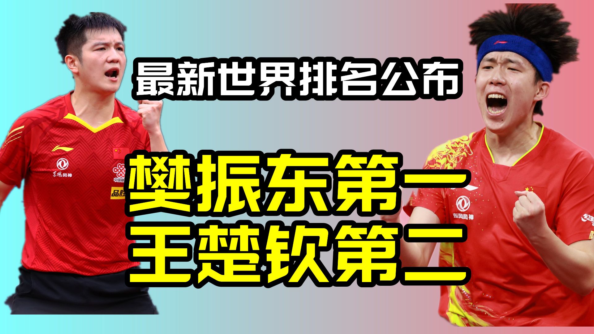 最新世界排名公布,樊振东第一、王楚钦第二张本、邱党重进前十哔哩哔哩bilibili