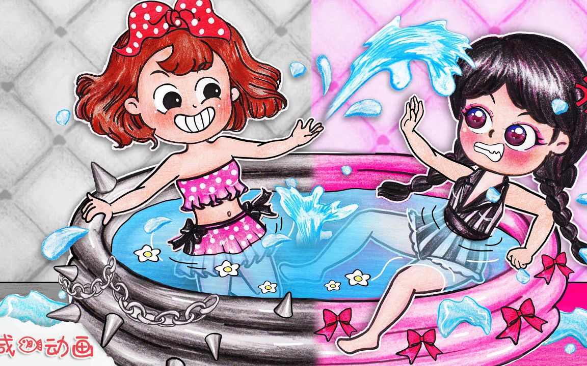 趣味定格动画:给小美和星期三做泳装造型,你觉得谁的更好看呢?