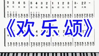 零基础学钢琴《欢乐颂》，简易钢琴双手弹奏，简谱教学。#零基础学钢琴#成人学钢琴#钢琴简谱#钢琴教学#欢乐颂