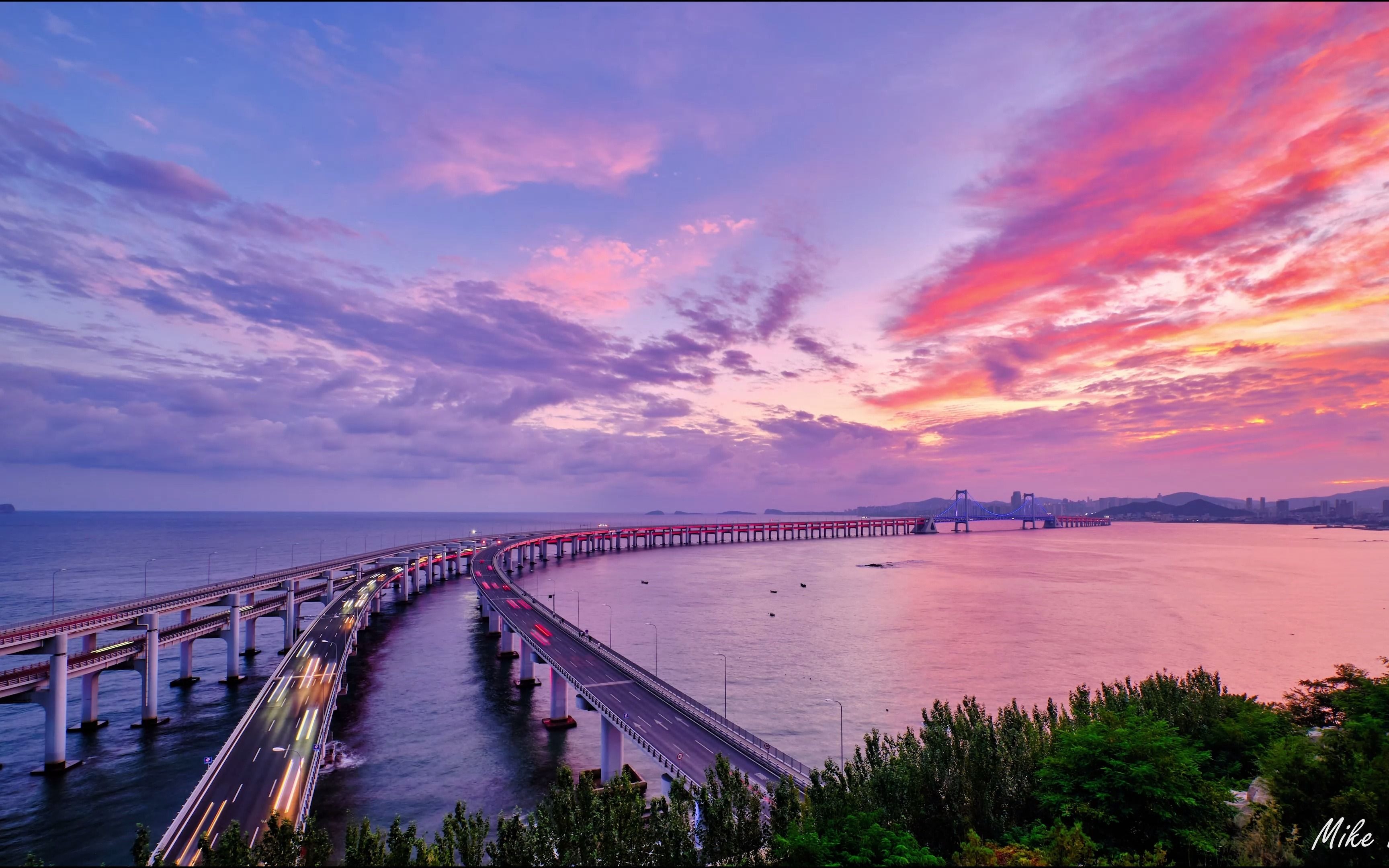 大连星海湾大桥.日落
