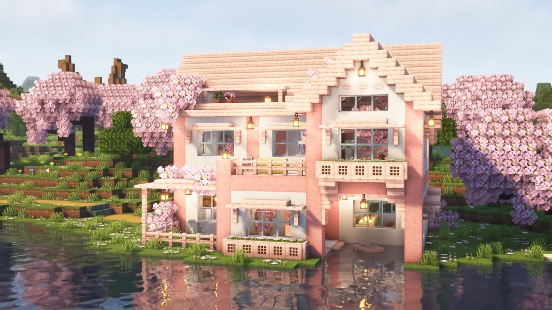 【minecraft】河畔の樱花小屋