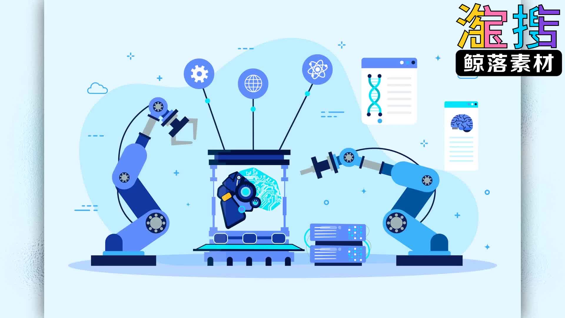 工业4.0机器人机械臂概念插画插图ai素材