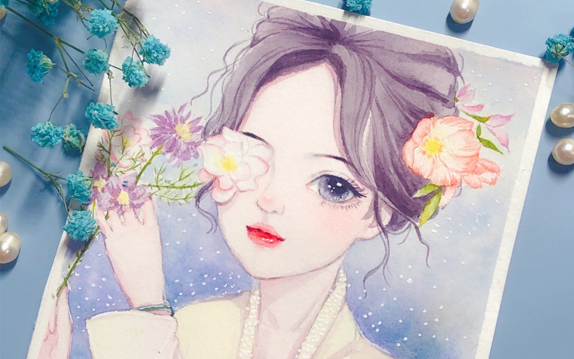 【水彩】少女插画手绘过程