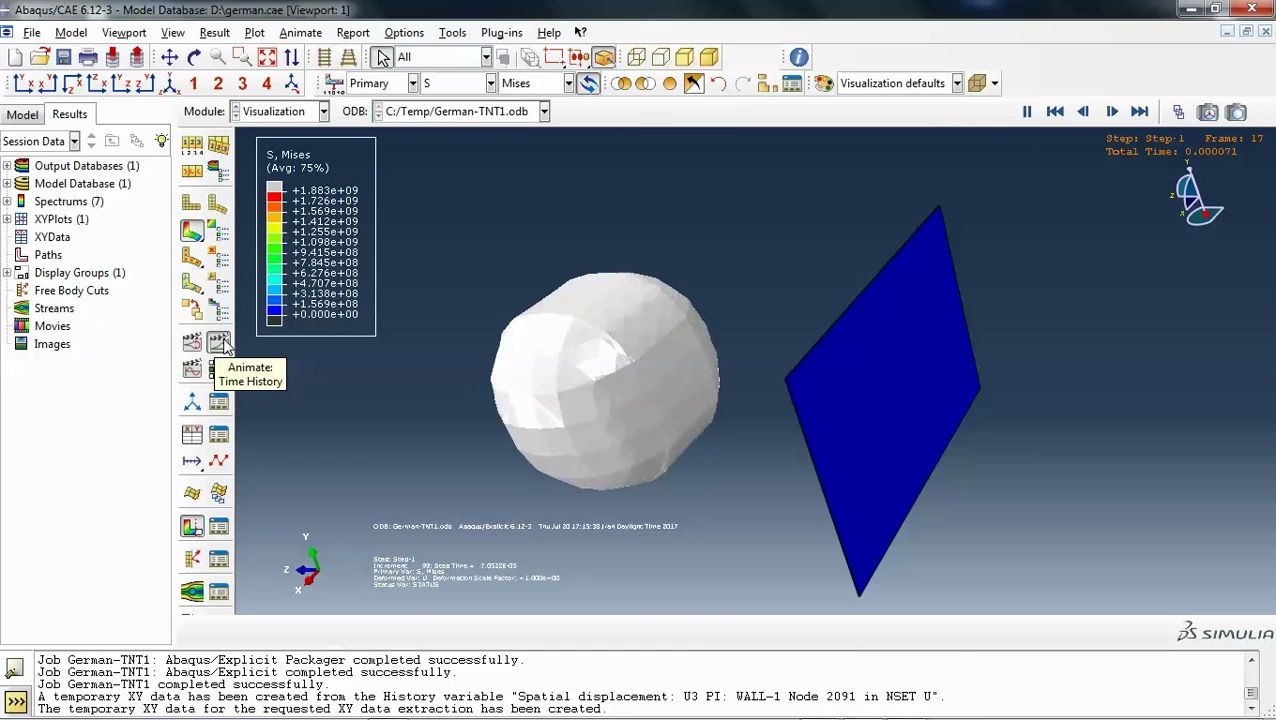abaqus-johnson-cook损伤钢墙附近欧拉模拟
