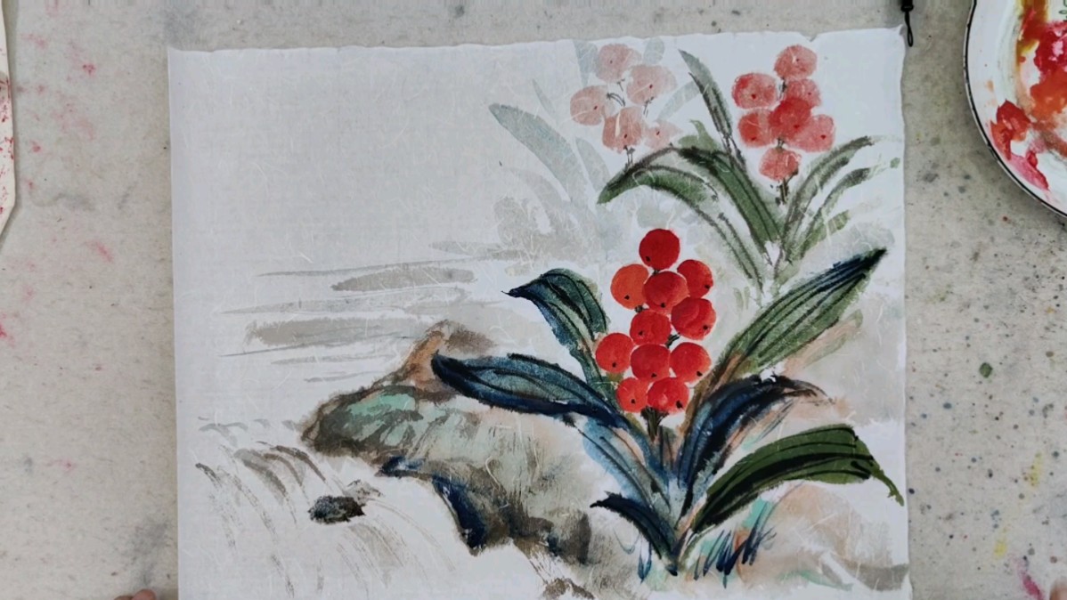 《祖国万岁》水边万年青写意