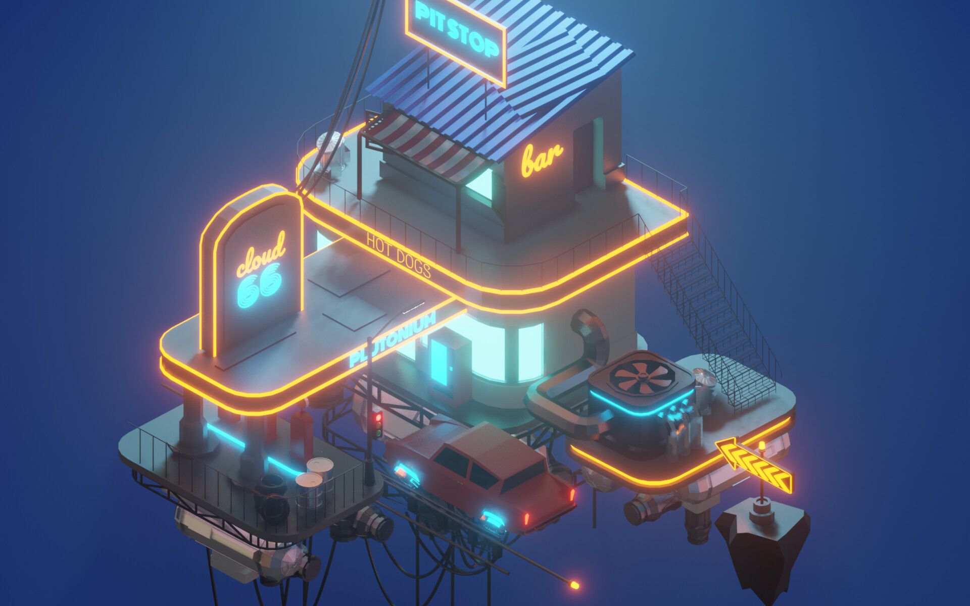 【3dmax场景建模】赛博朋克风格场景加油站模型制作_哔哩哔哩_bili