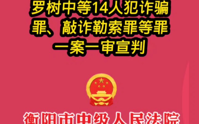 衡阳中院今日(20日)一审宣判益阳414案罗树中放高利贷、套路贷等多项罪行……哔哩哔哩bilibili