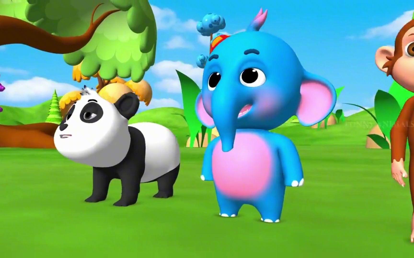 滑滑梯好有趣呀,小动物们一起玩耍,还有可爱的小象宝宝