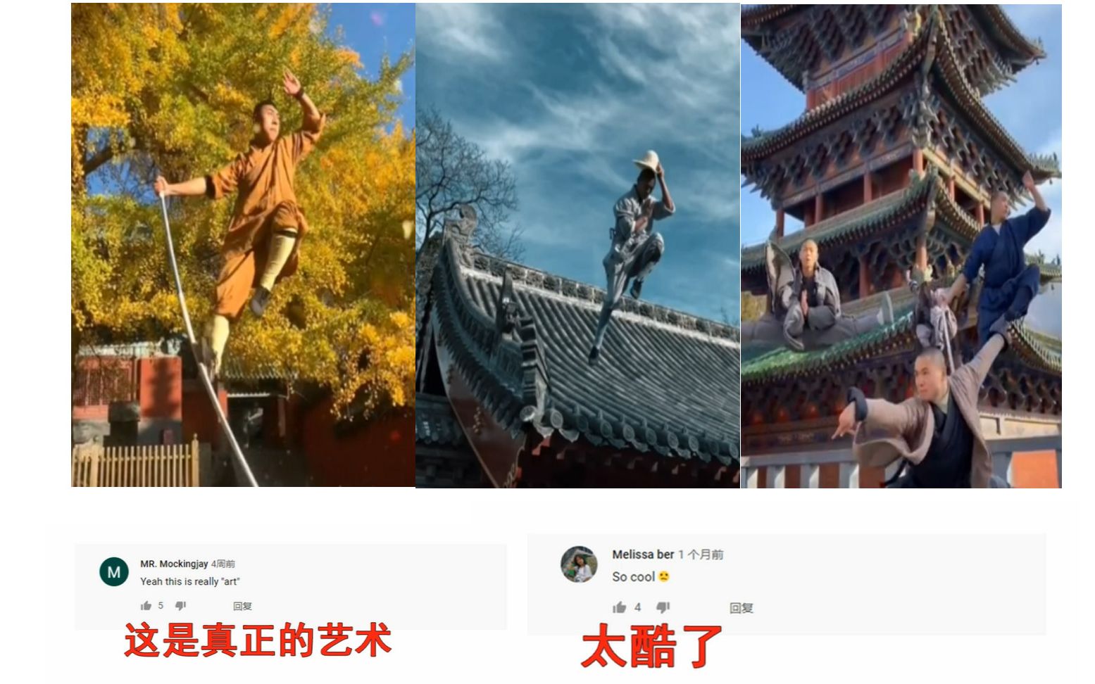 [图]老外看中国会功夫武僧版“一飞冲天”评论：这真是太酷了