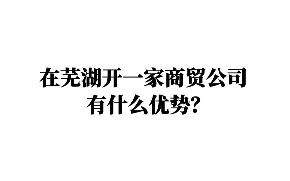 在芜湖开一家商贸公司有什么优势?哔哩哔哩bilibili