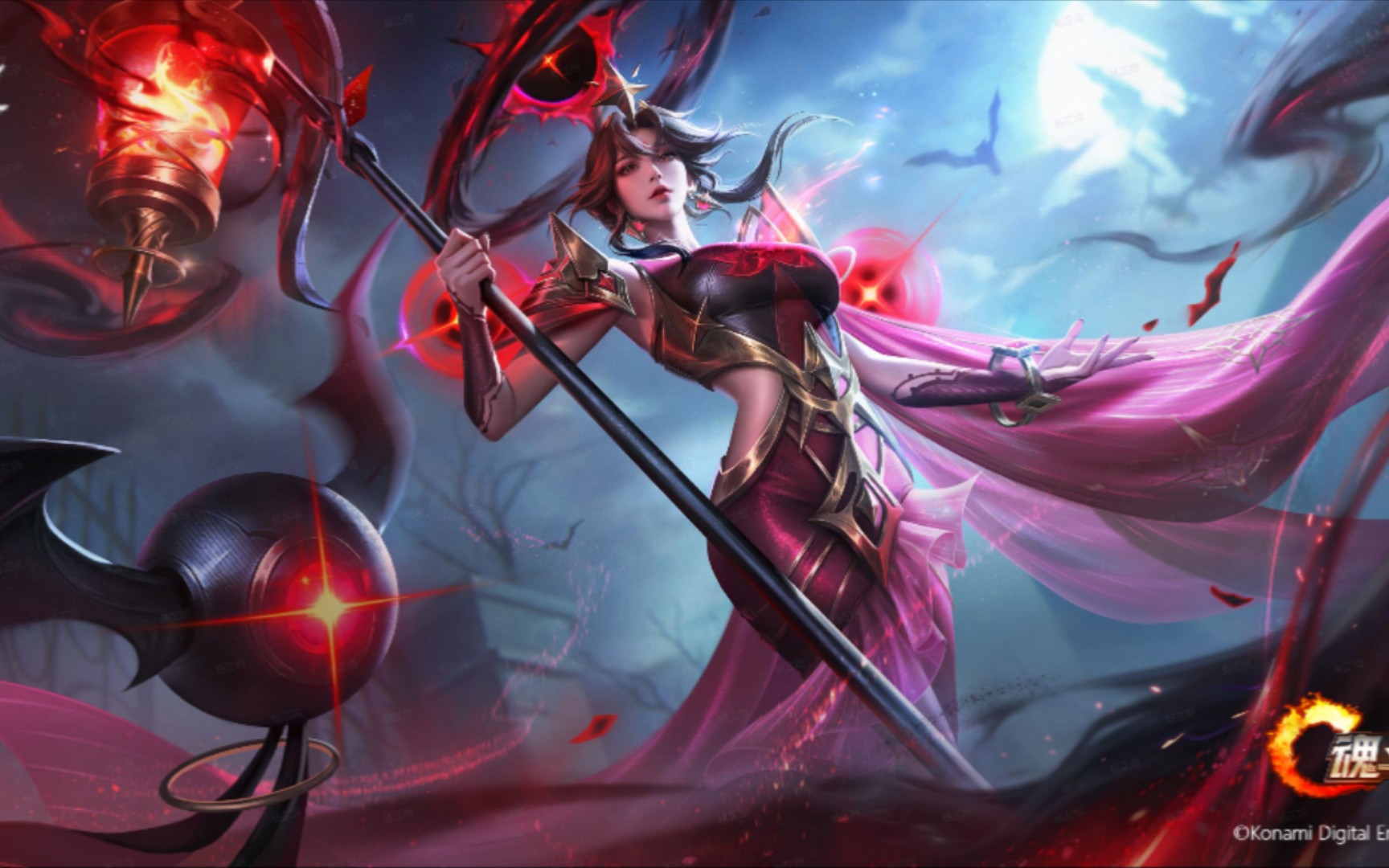 【魂斗罗归来】ss 英雄缇娜暗夜史诗皮肤猩红巫灵出场动画语音台词