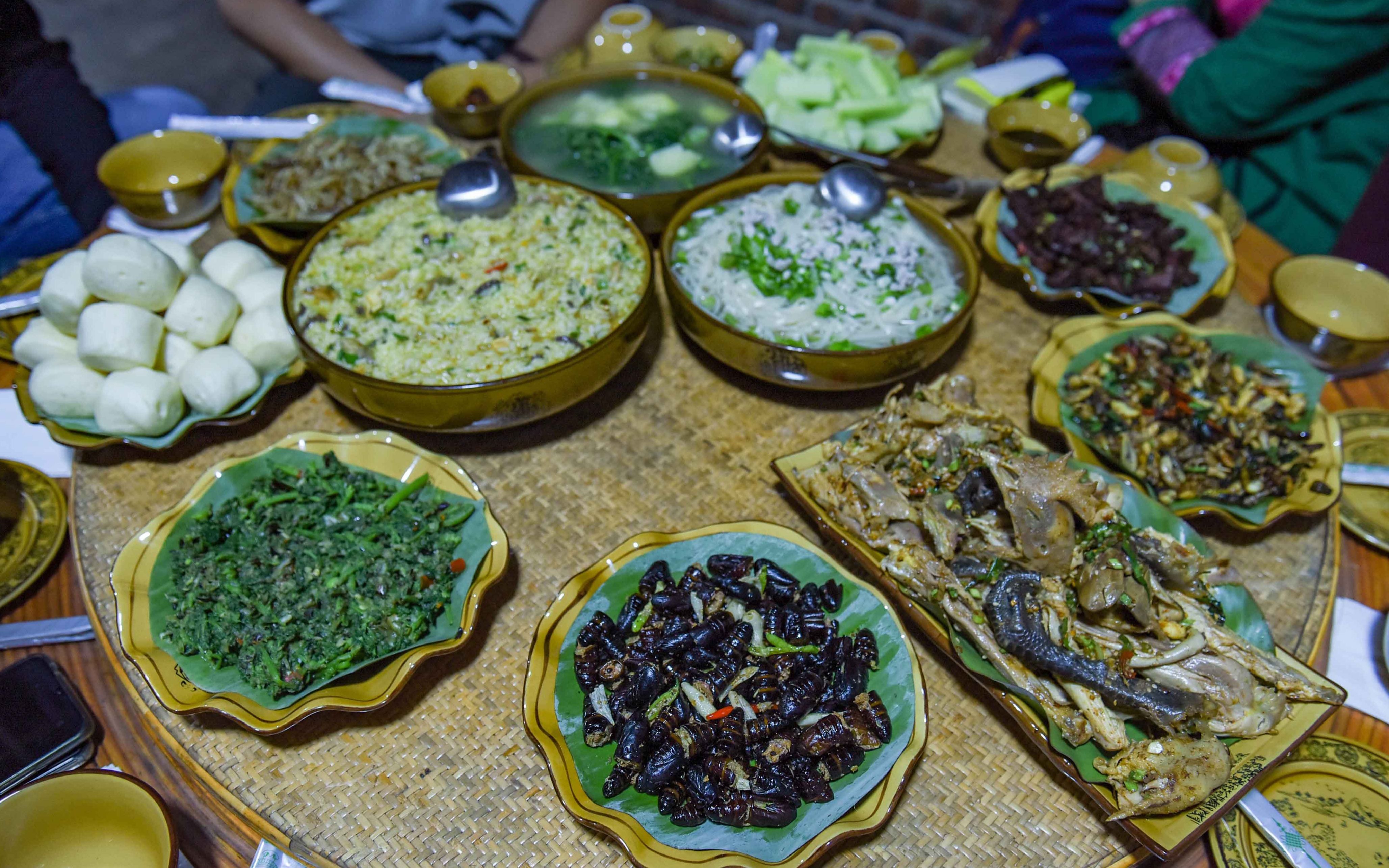 云南大山里的佤族村寨,村民热情好客,用一桌"虫子宴"招待贵客