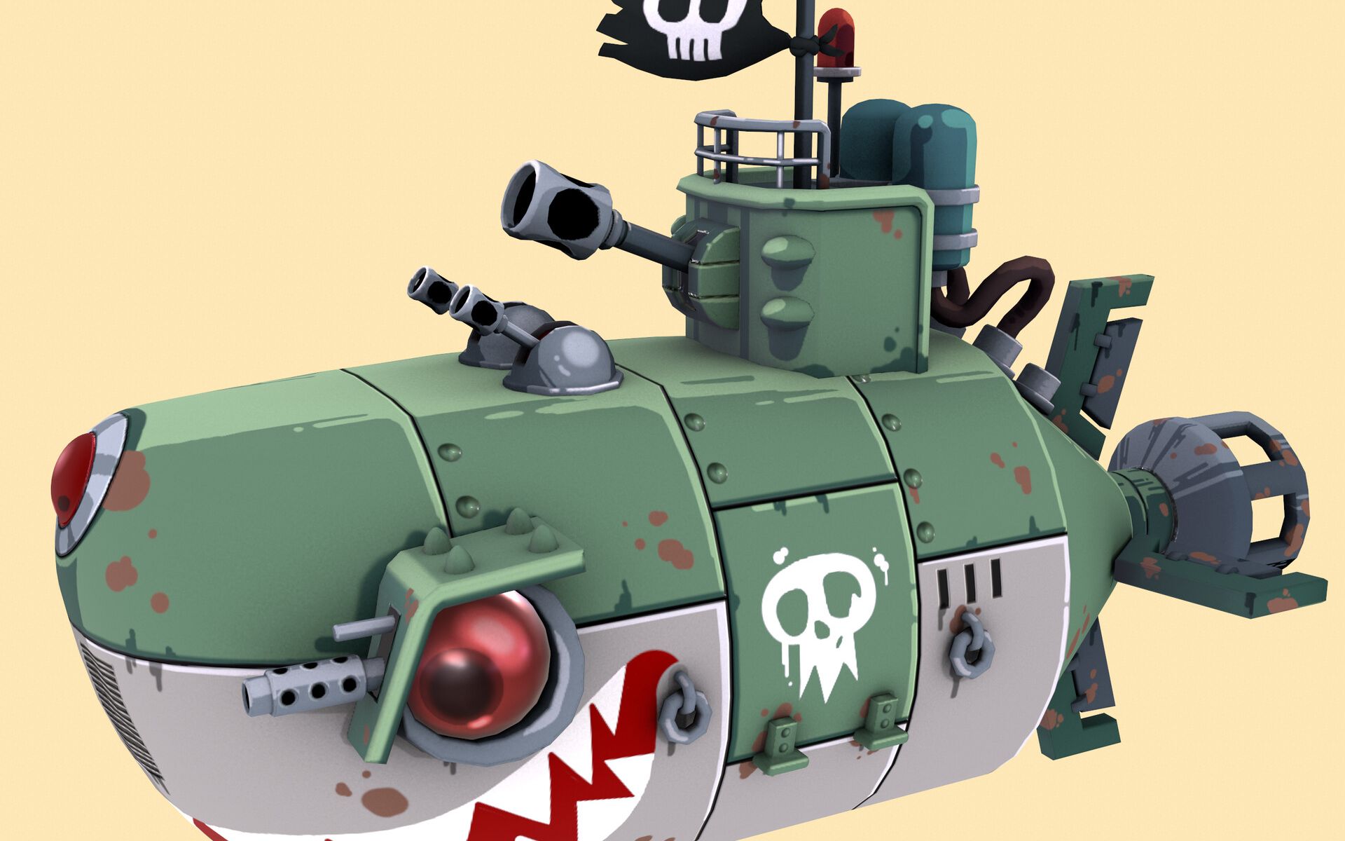 【3d建模】鲨鱼海盗潜艇模型制作,鲨气满满!_哔哩哔哩_bilibili