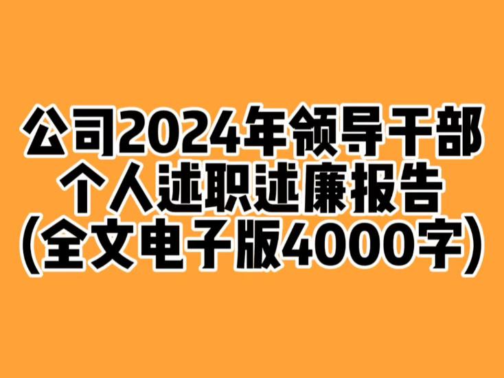 公司2024年领导干部个人述职述廉报告哔哩哔哩bilibili