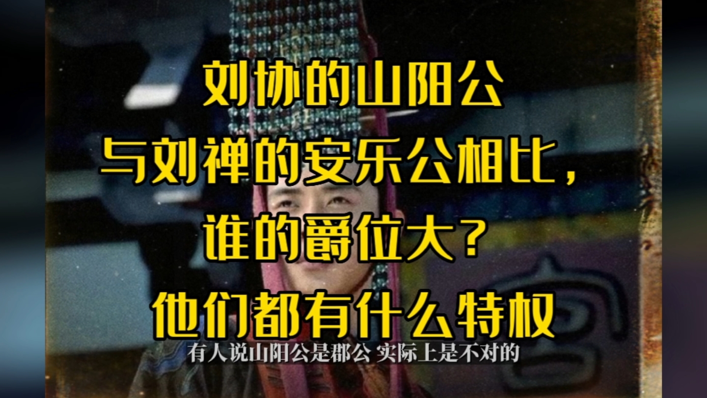 刘协的山阳公与刘禅的安乐公相比,谁的爵位大?这个公有什么特权哔哩哔哩bilibili