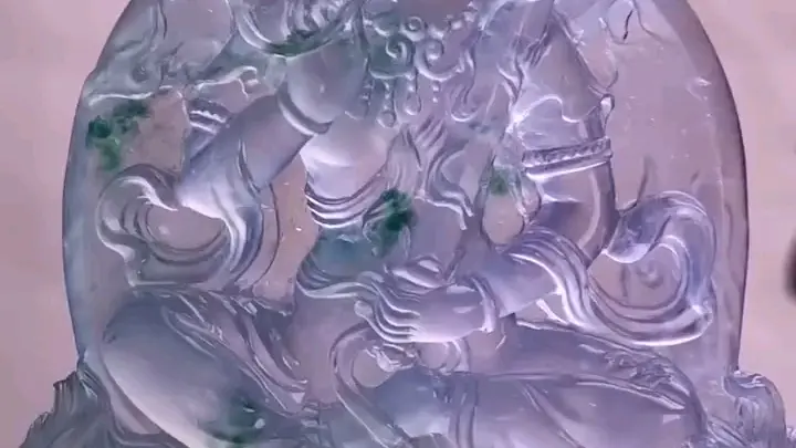 中国 翠玉彫刻 : 龍文透彫硬玉はい飾