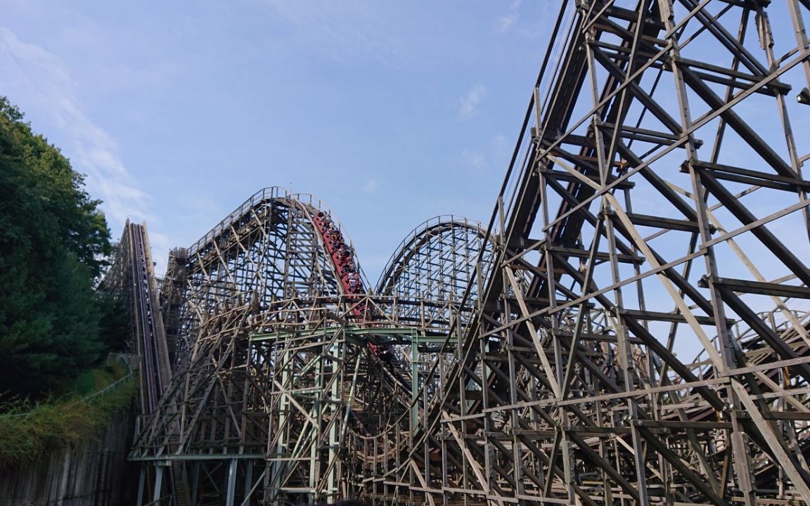 韩国爱宝乐园 木质过山车(t-express)混合视角pov