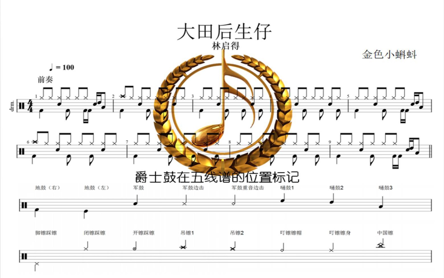 大田后生仔【林启得】爵士鼓,架子鼓,专业鼓谱教学,制作鼓谱,动态鼓谱