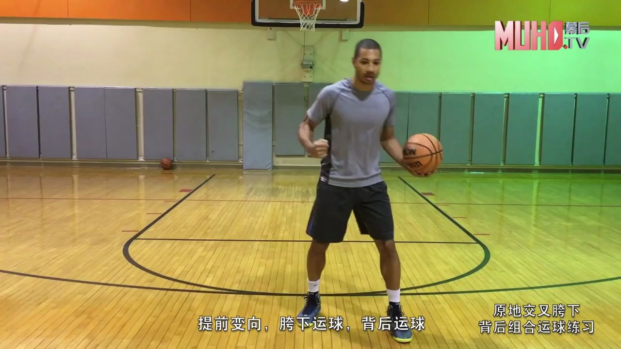 原地交叉胯下背后组合运球