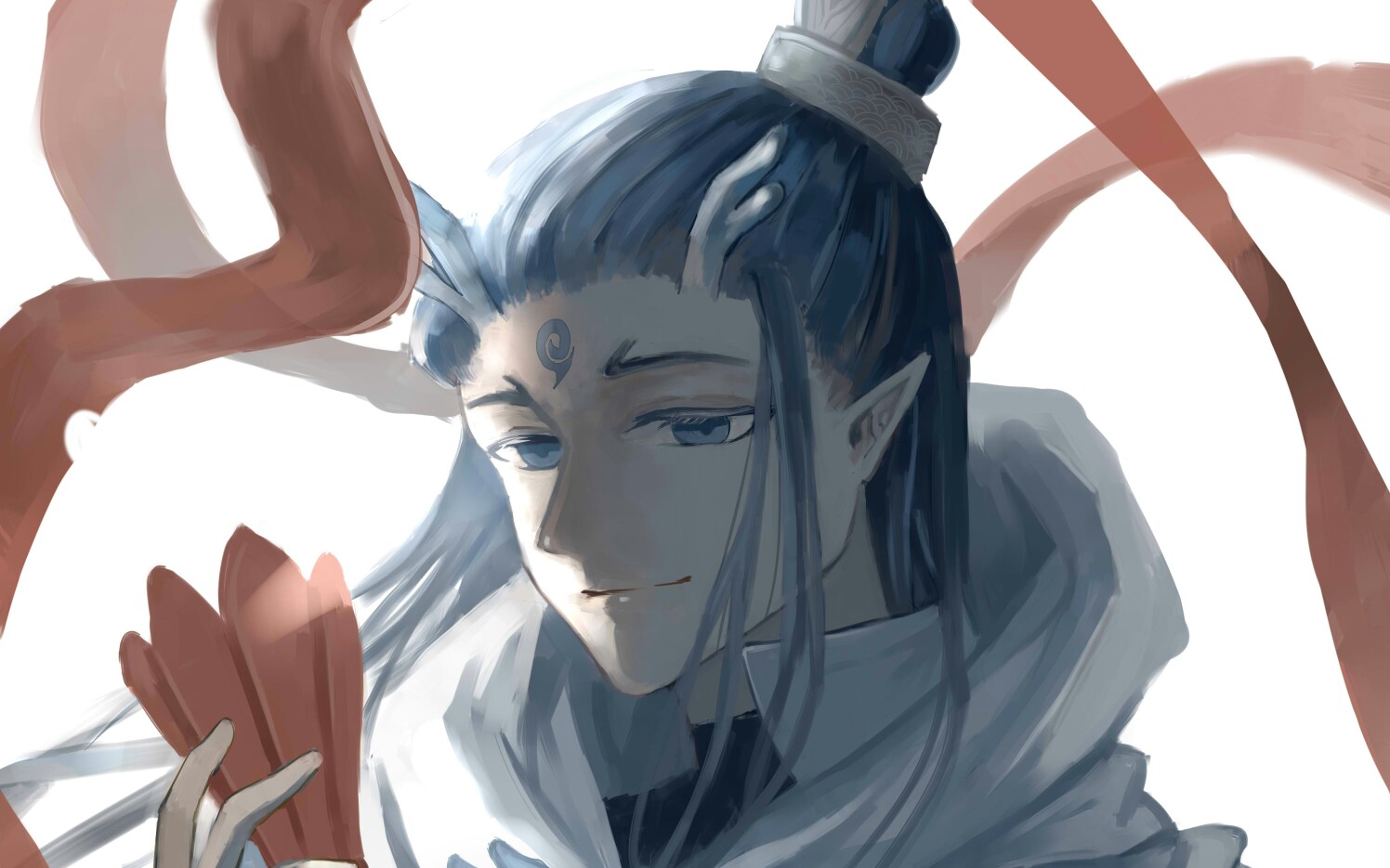 "混天绫,请保护好他."一个笑的很温柔的敖丙绘画过程【板绘】摸鱼