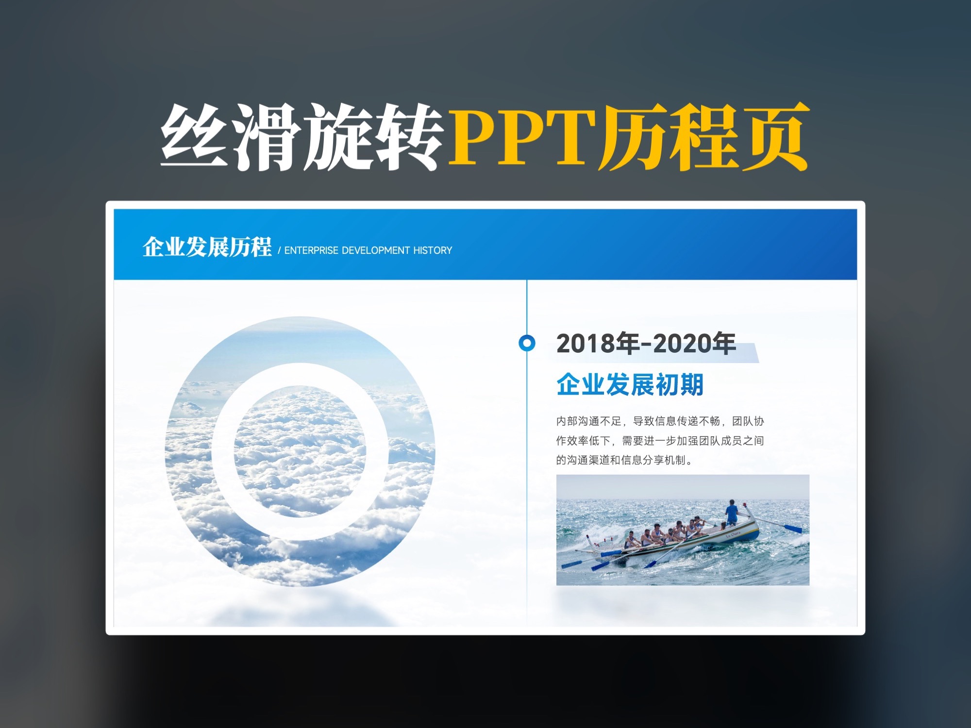 PPT企业发展历程页用上这样的丝滑旋转模板,也太有创意了!哔哩哔哩bilibili