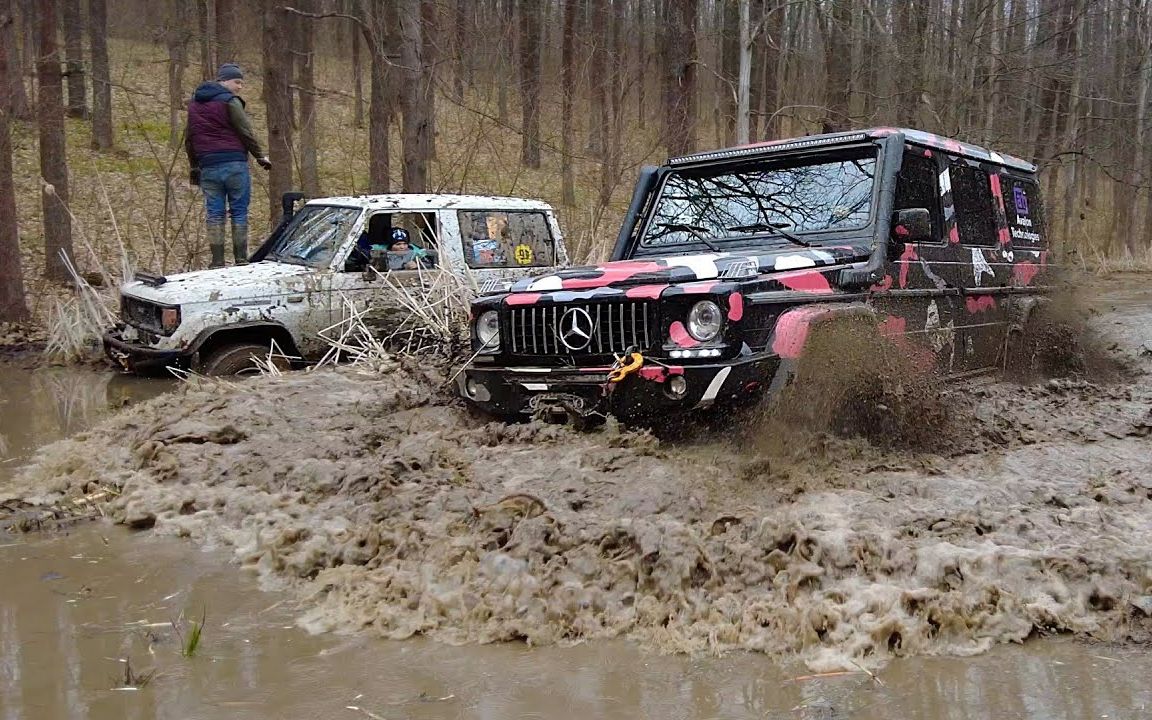 奔驰g级 vs陆巡70系 vs 4runner vs zaz-monster【泥地越野】