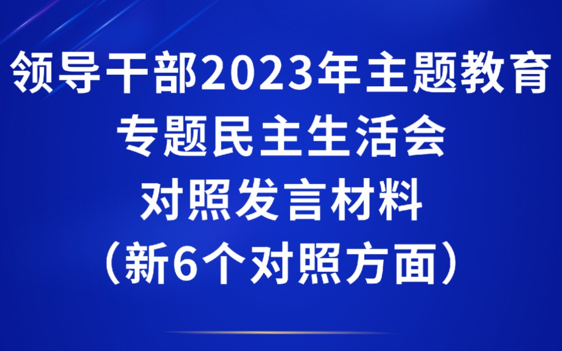 领导干部2023年主题教育专题民主生活会对照发言材料(新6个对照方面)哔哩哔哩bilibili