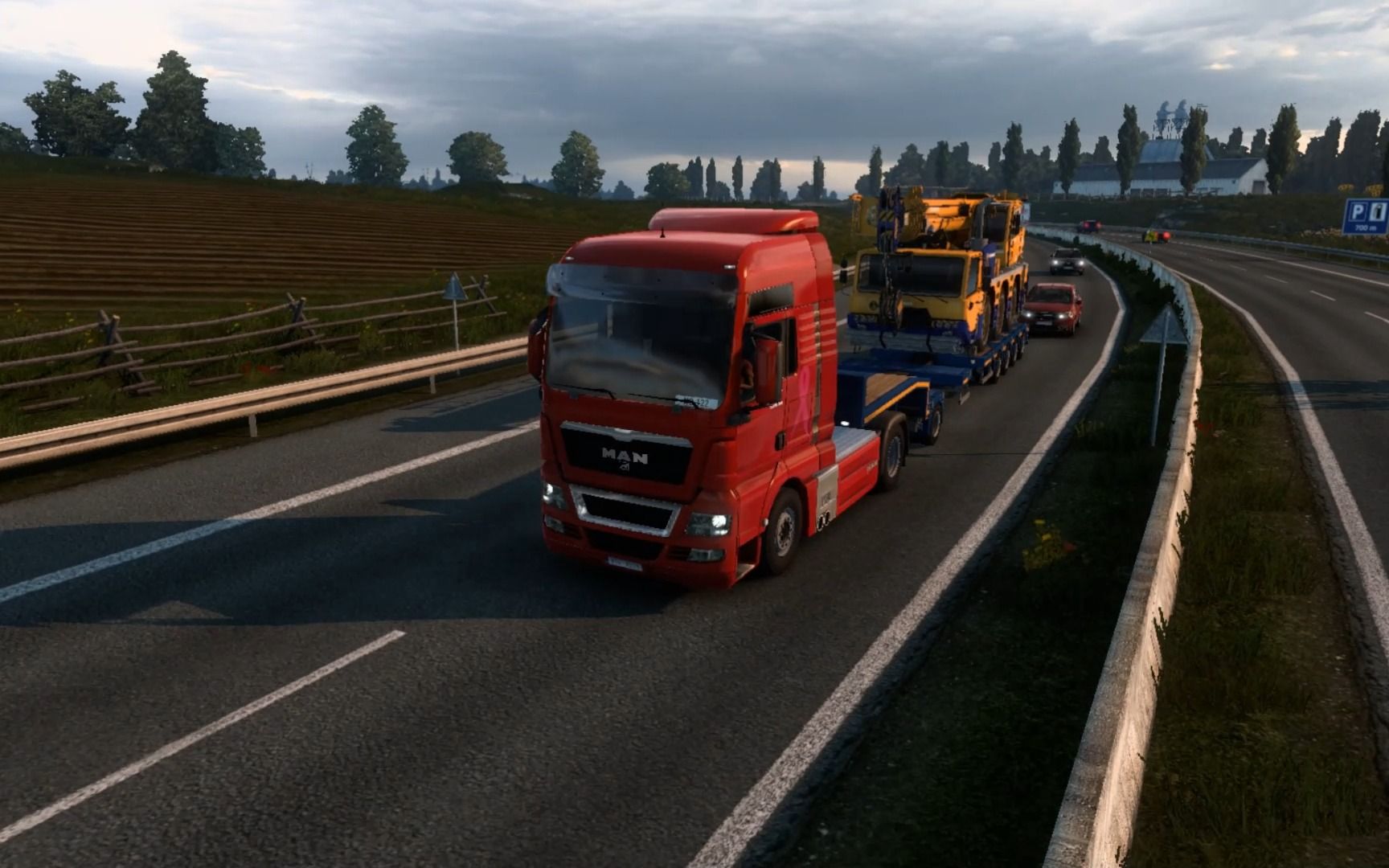 欧卡2 驾驶老曼恩在波兰华沙运输起重机