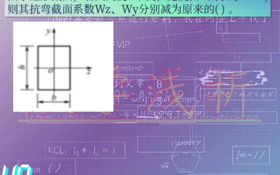 数学浅析48图示矩形截面,若其高度h不变,宽度由b减小为0.5b,则其抗弯截面系数Wz、Wy分别减为原来的.哔哩哔哩bilibili