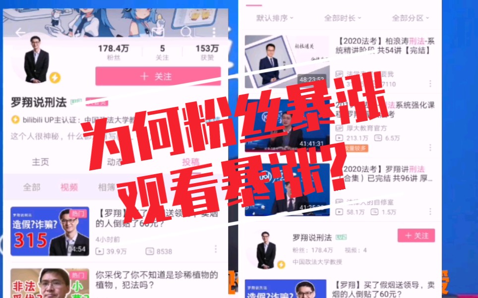 【吐槽】解读罗翔如何暴涨百万粉.哔哩哔哩bilibili