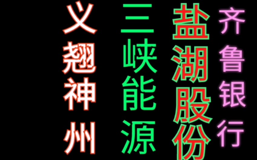 义翘神州,三峡能源,盐湖股份,齐鲁银行,我对指数和板块的看法哔哩哔哩bilibili