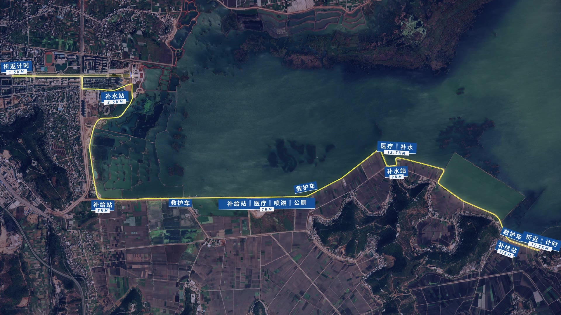 石屏异龙湖环湖马拉松赛道解析之【半马赛道】