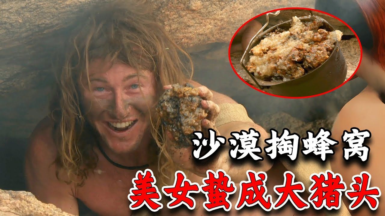 美女沙漠荒野求生,光着身子掏蜂窝,吃蜂蜜被蛰成猪头饼!纪录片哔哩哔哩bilibili