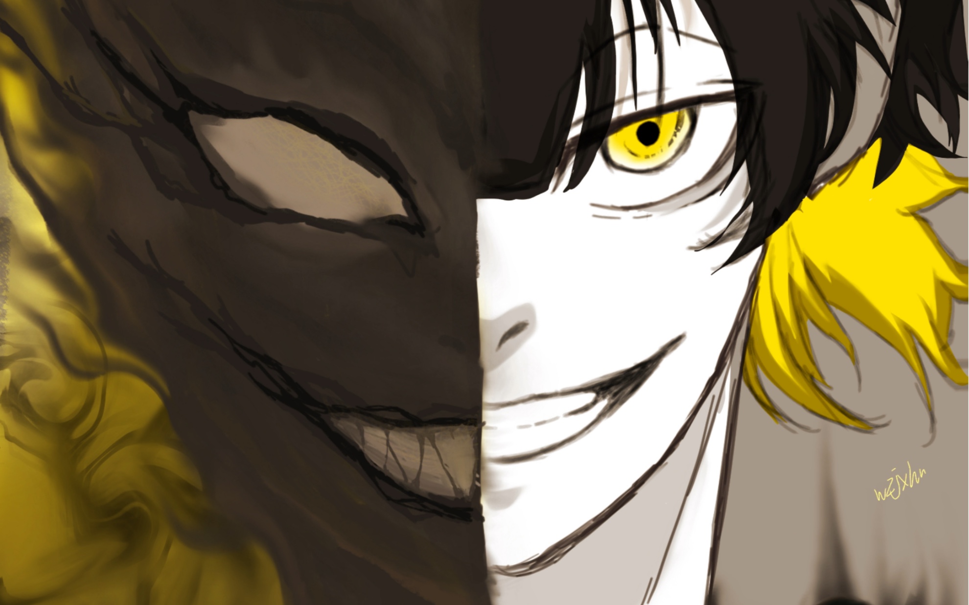 "我心中住着一个怪物",蜂乐回绘画过程