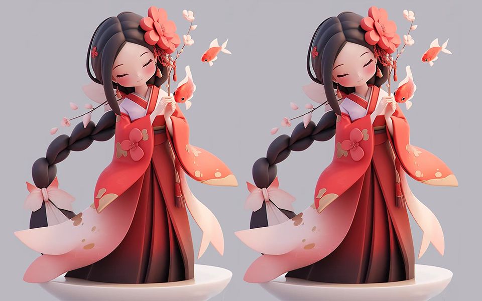 【zbrush手办雕刻】超好看的国风娃娃手办模型雕刻,适合zb新手入门的