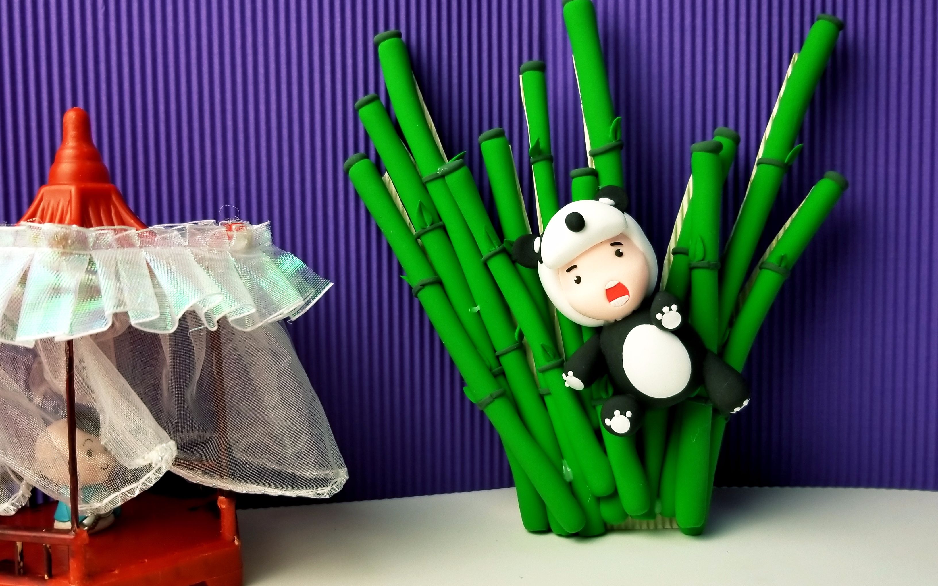 【超轻粘土制作】可爱动物篇——爱吃竹子的熊猫猫