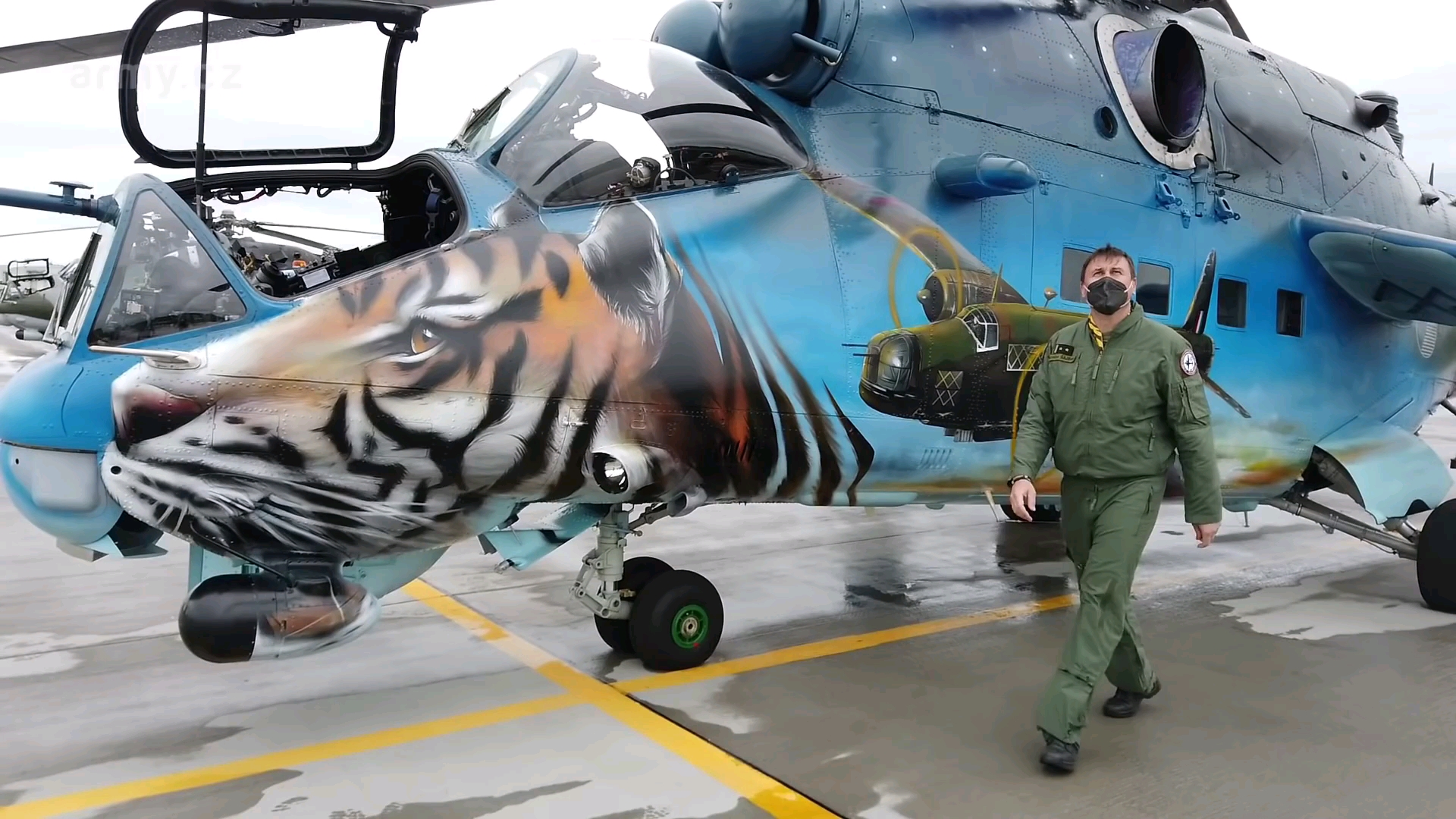 老虎涂装"米-24"武装直升机