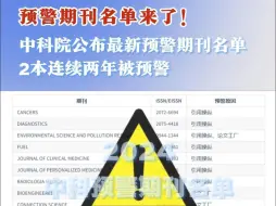 Download Video: 注意！2024中科院预警期刊名单：预警24本，其中2本连续两年被预警，2本目前处于on hold状态