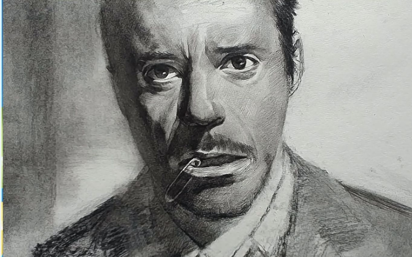爱你三千遍钢铁侠素描绘画过程合尚教育