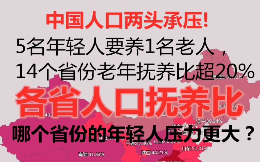 [图]中国人口“两头承压”！5名年轻人要养1名老人，14个省份老年抚养比超20%！哪个省的年轻人压力更大？各省人口抚养比-中国统计年鉴2021