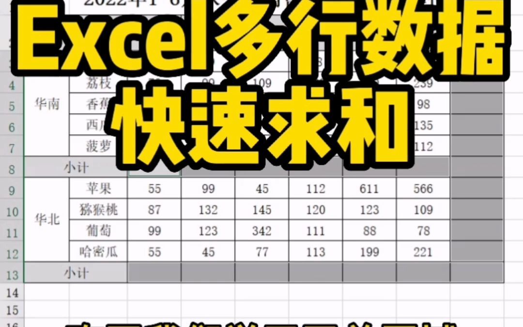 在Excel表格中,手把手教你多行单元格数据快速求和操作技巧哔哩哔哩bilibili