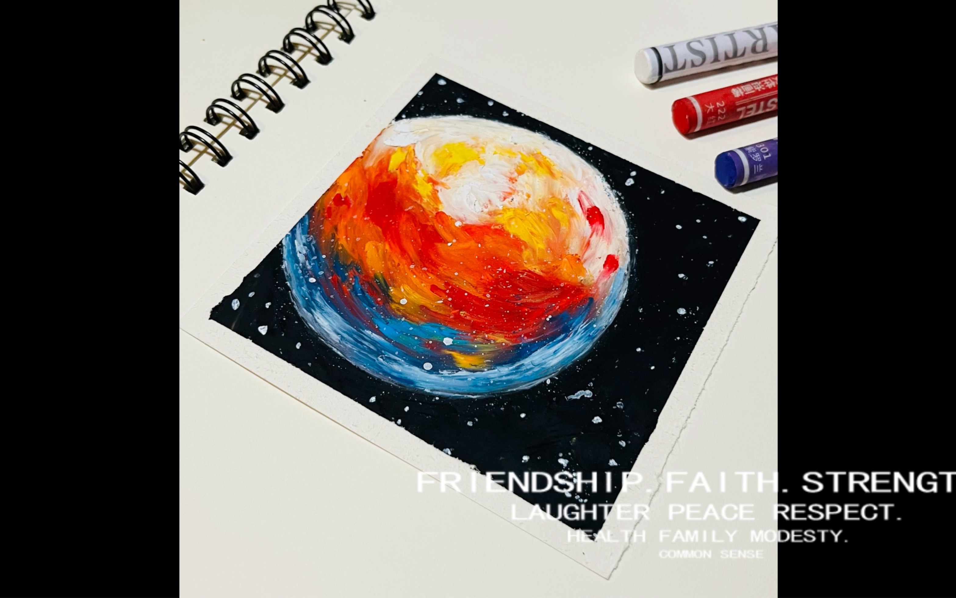 油画棒绘画|星球