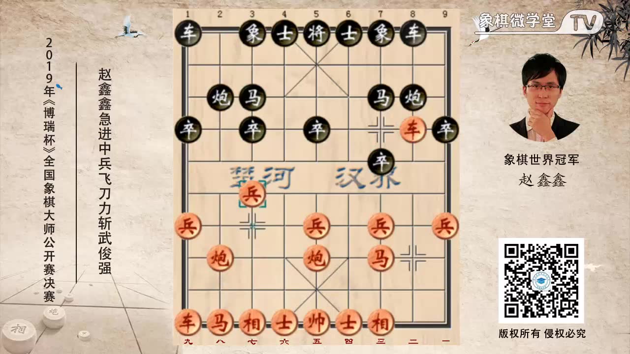 [图]赵鑫鑫急进中兵飞刀力斩武俊强（2019博瑞杯全国象棋大师公开赛）