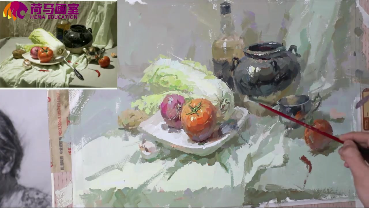 辫子君——色彩静物讲解示范 下