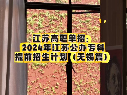 江苏高职单招:2024年江苏公办专科提前招生计划(无锡篇)哔哩哔哩bilibili