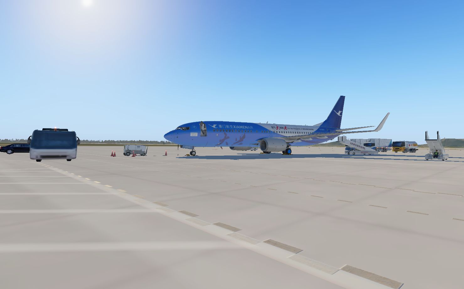 【xplane11】厦门航空b737-800"大兴号"彩绘机杭州萧山雾天小雨起飞