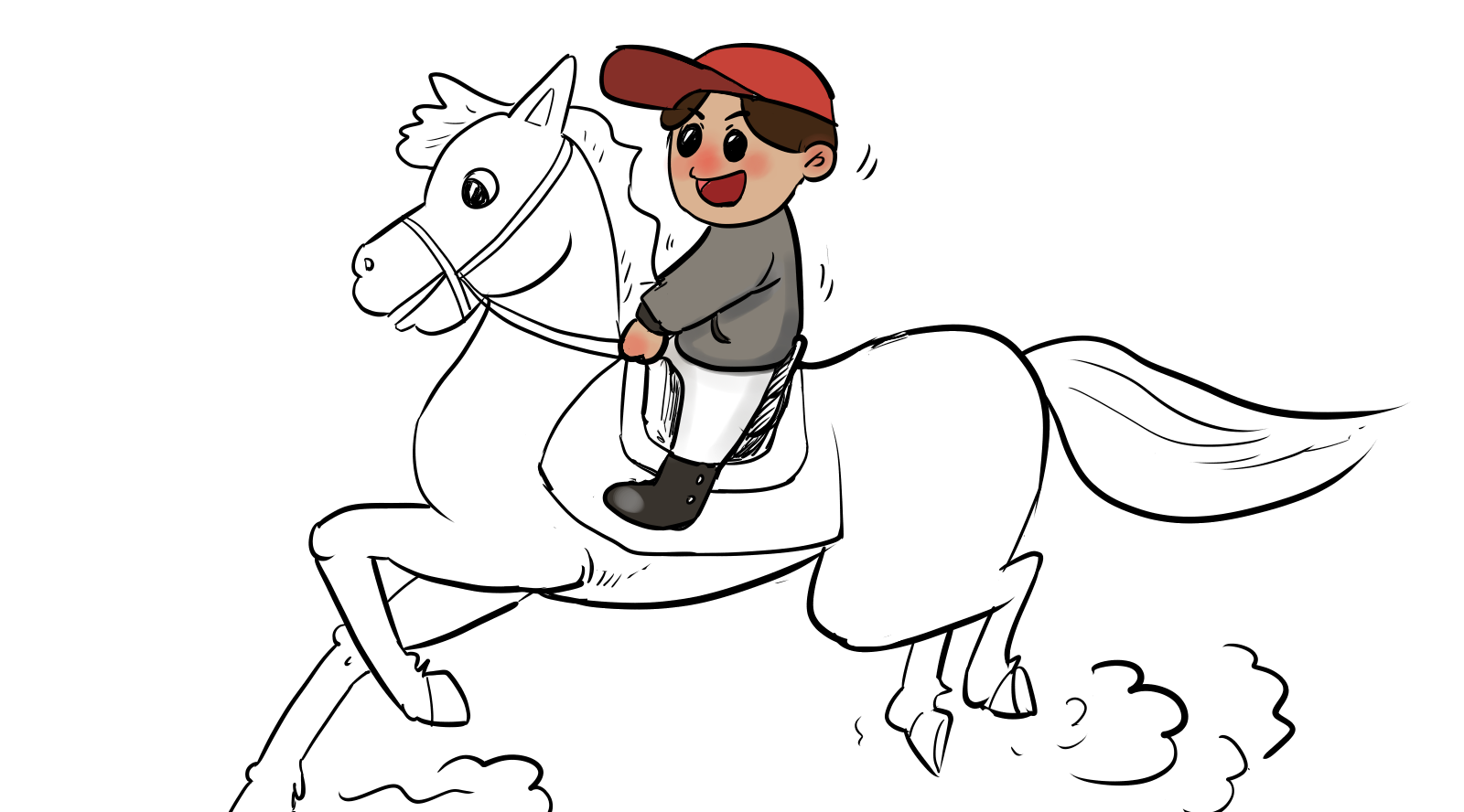 骑马的人物简笔画图片